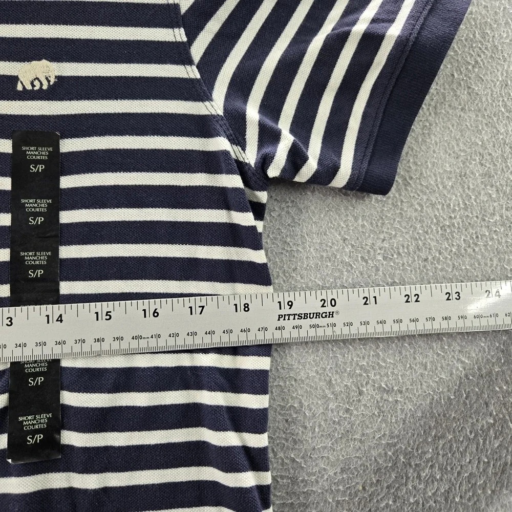 Banana Republic Men Polo S Navy Striped Button Short Sleeve NWT‎